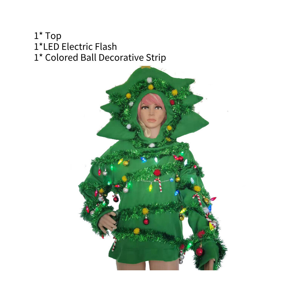 (XXL)Déguisement Sapin de Noël Cosplay Lumières Led Pendentif Scène Femme Homme Tenue Fête