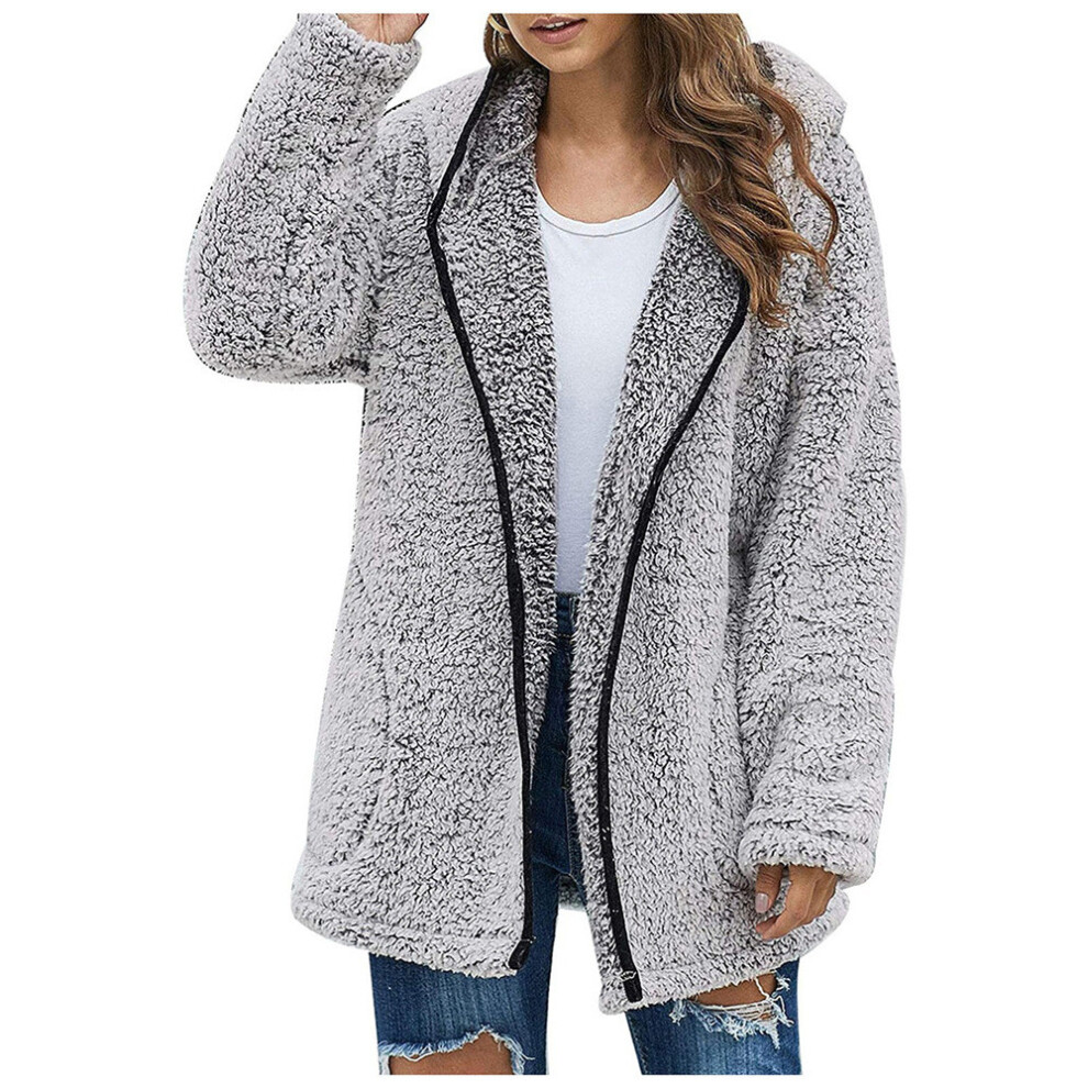 (Gray ,M)Peluche femme sweat à capuche hauts manteau veste manteau automne hiver vêtements d'extérieur chaud