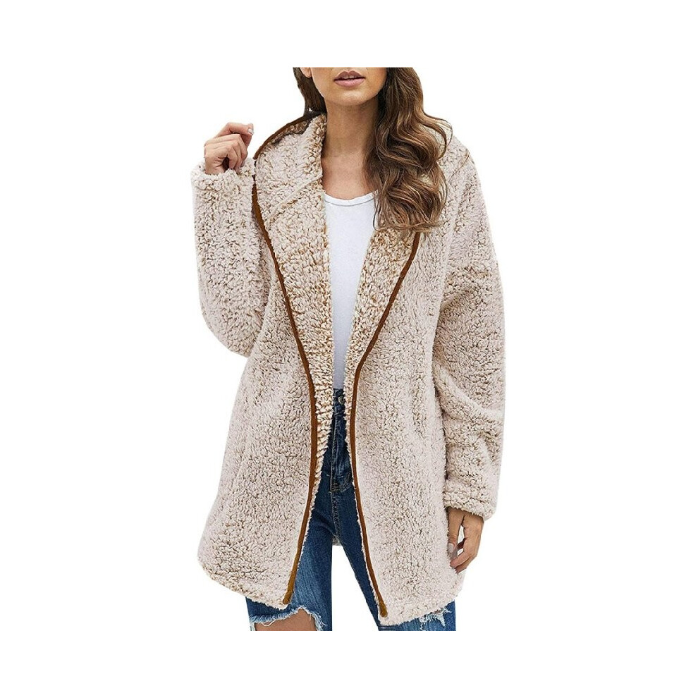 (Dark Apricot,M)Peluche femme sweat à capuche hauts manteau veste manteau automne hiver vêtements d'extérieur chaud