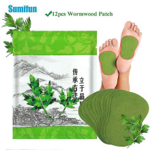 (12pcs in 1bag) 12pcs Wormwood Heating Foot Patch Detox Slimming Pads Relieve Stress Anxiet