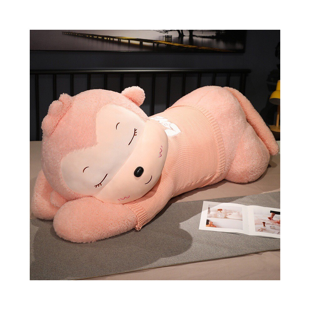 (Pink,80cm/31.50in)Gilet pull petit singe poupée mignon peluche compagnon oreiller de couchage