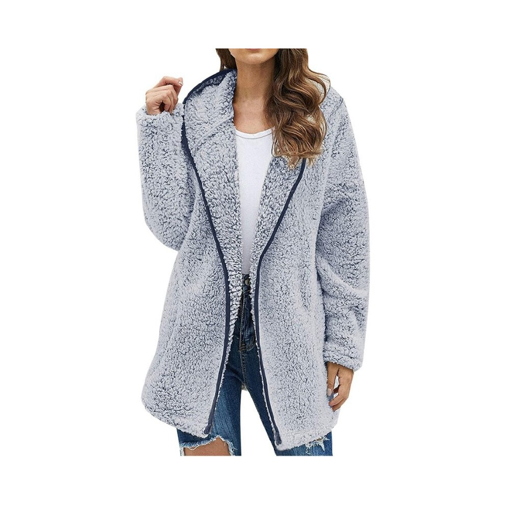 (Blue,L)Peluche femme sweat à capuche hauts manteau veste manteau automne hiver vêtements chauds