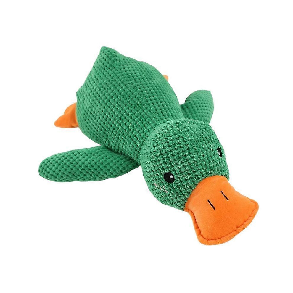 (green) The Mellow Dog Calming Duck Dog Stuffed Animals Chew Toy Durable Squeaky Dog Toys Wild Goose Chew Toy for Indoor Puppy