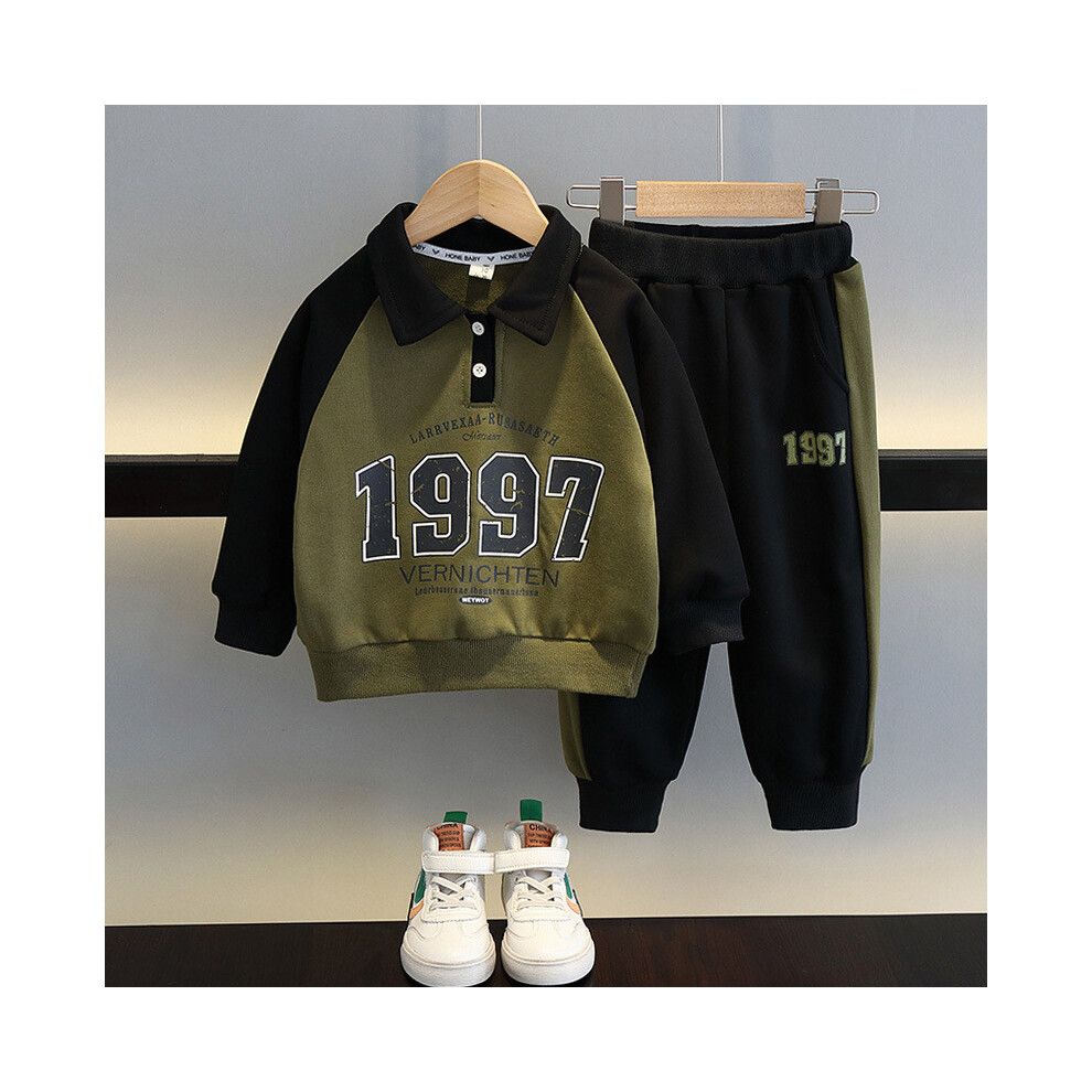 (Army Green,130cm)Ensemble polo et pantalon contemporain bébé garçon coton doux mélangé idéal à porter tous les jours