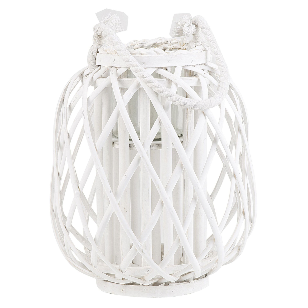 Lantern MAURITIUS Willow Wood 30 cm White