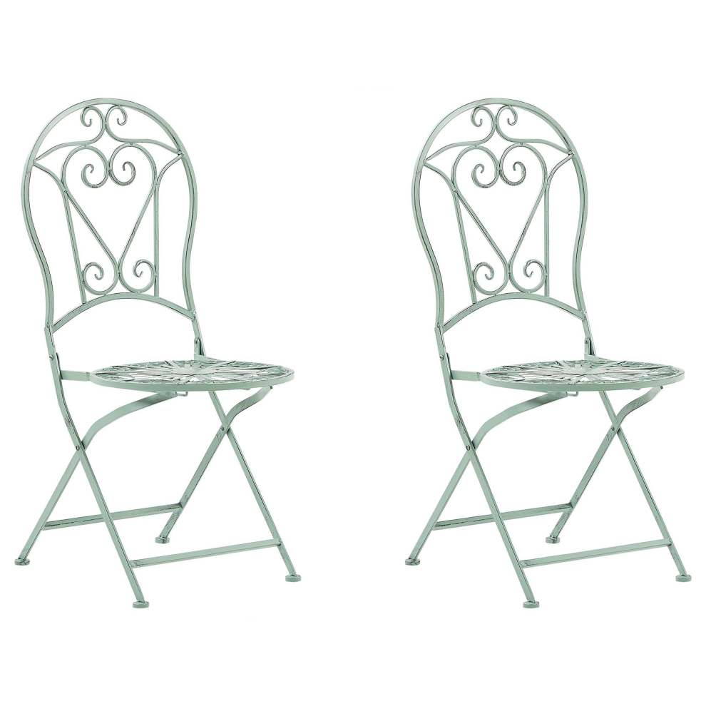 Set of 2 Garden Chairs TRENTO Metal Light Green