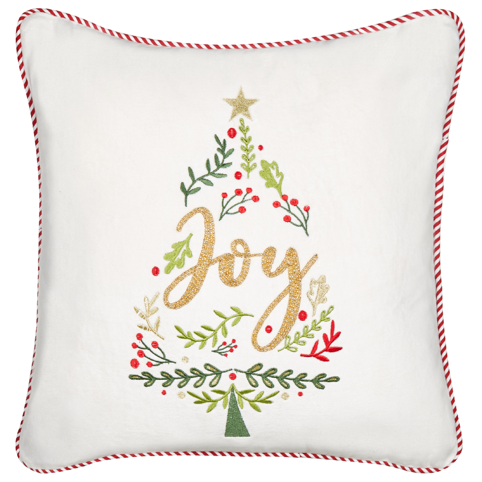 Throw Cushion ECHEVERIA Velvet 45 x 45 cm White Christmas Pattern
