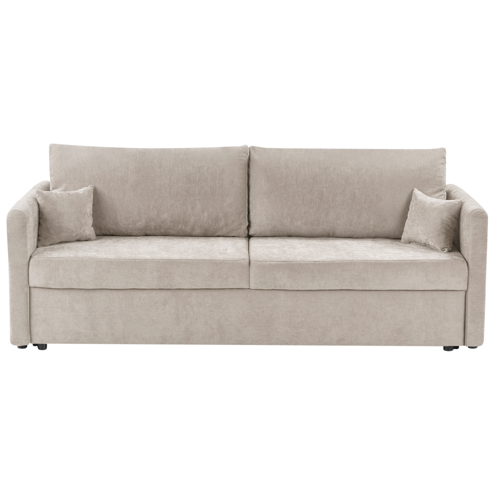 Fabric Sofa Bed with Storage Light Beige BLEIK