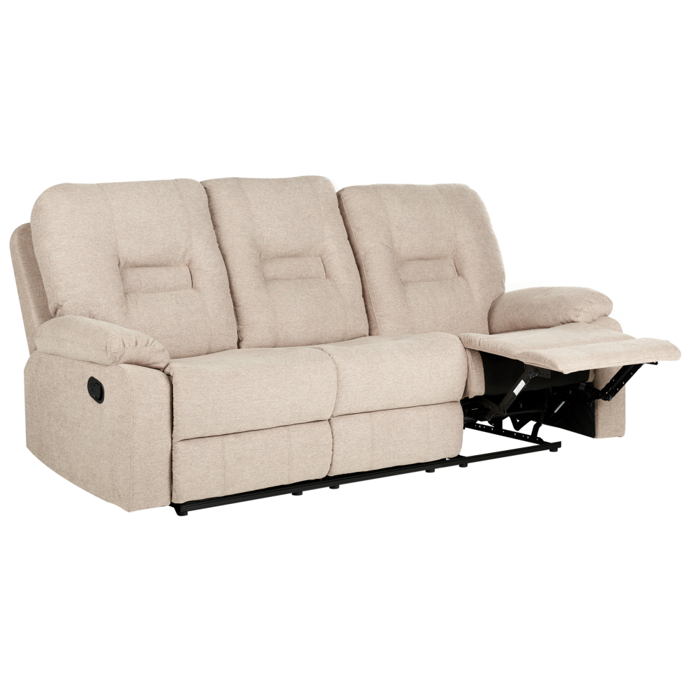 Manual Recliner Sofa 3 Seater BERGEN Fabric Beige