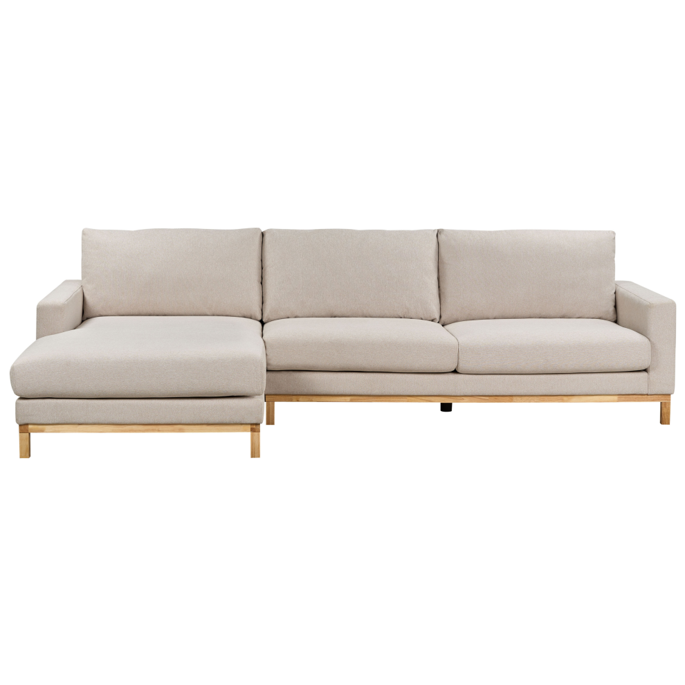 Corner Sofa 4 Seater SIGGARD Fabric Beige Right Hand