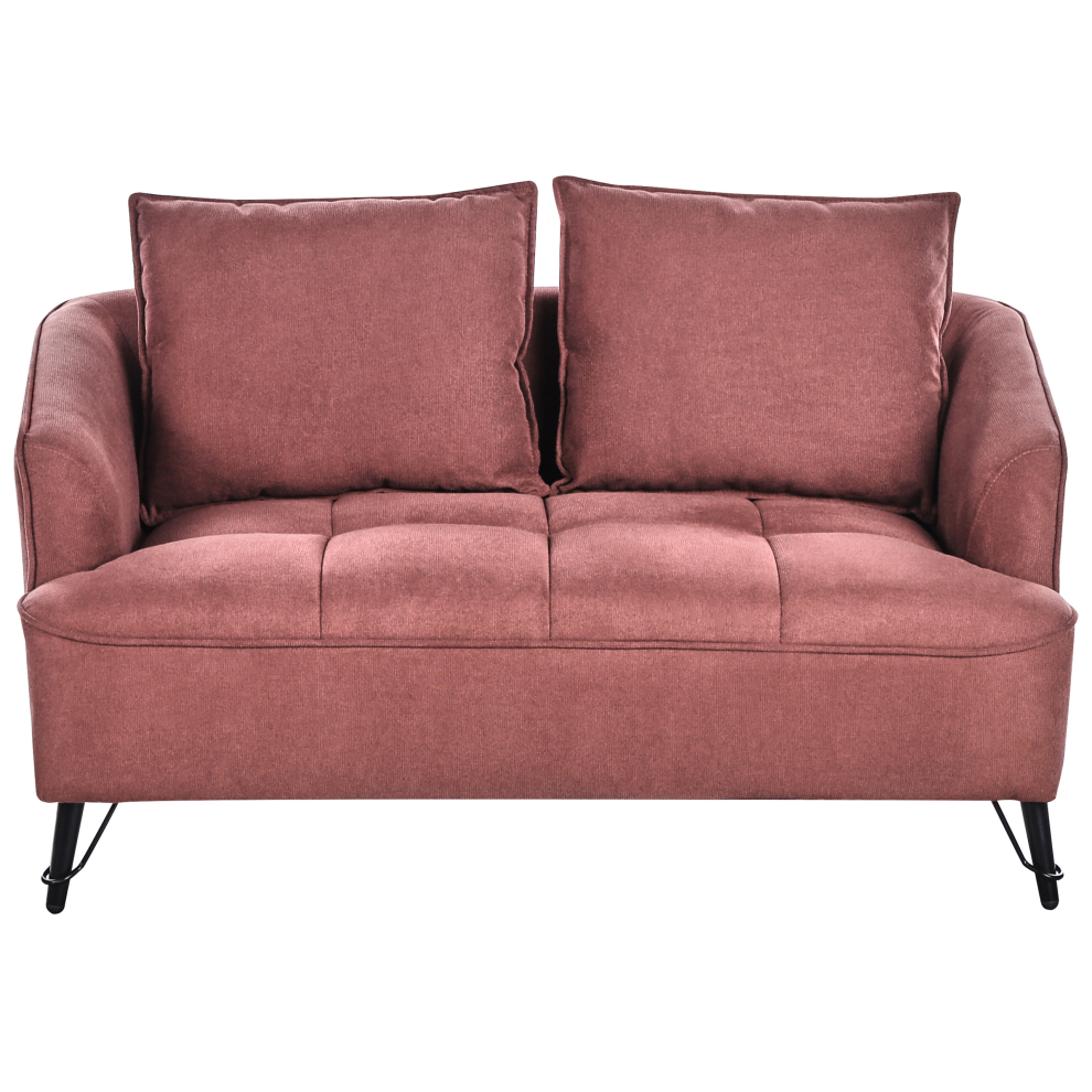 2 Seater Fabric Sofa Burgundy HOBRO