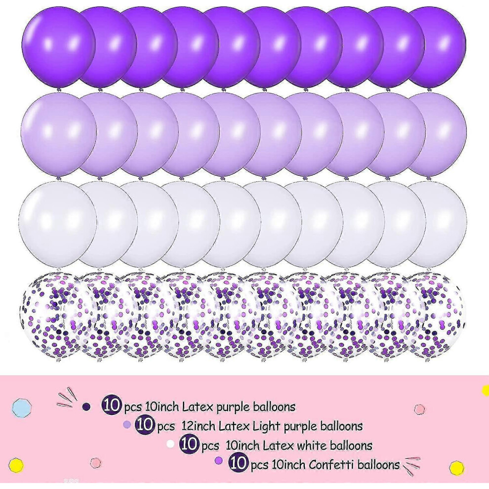 (As Show, One Size) 50 Pieces Purple Balloon Party Decorations Confetti Balloons Girls And Ladies Latex Balloons (Hs) 5063595900556