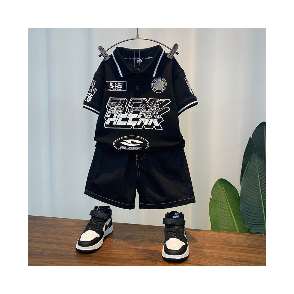 (Black,130cm)Combinaison de vêtements d'été décontractés garçons avec polo confortable à manches courtes et short confortable parfait pour les
