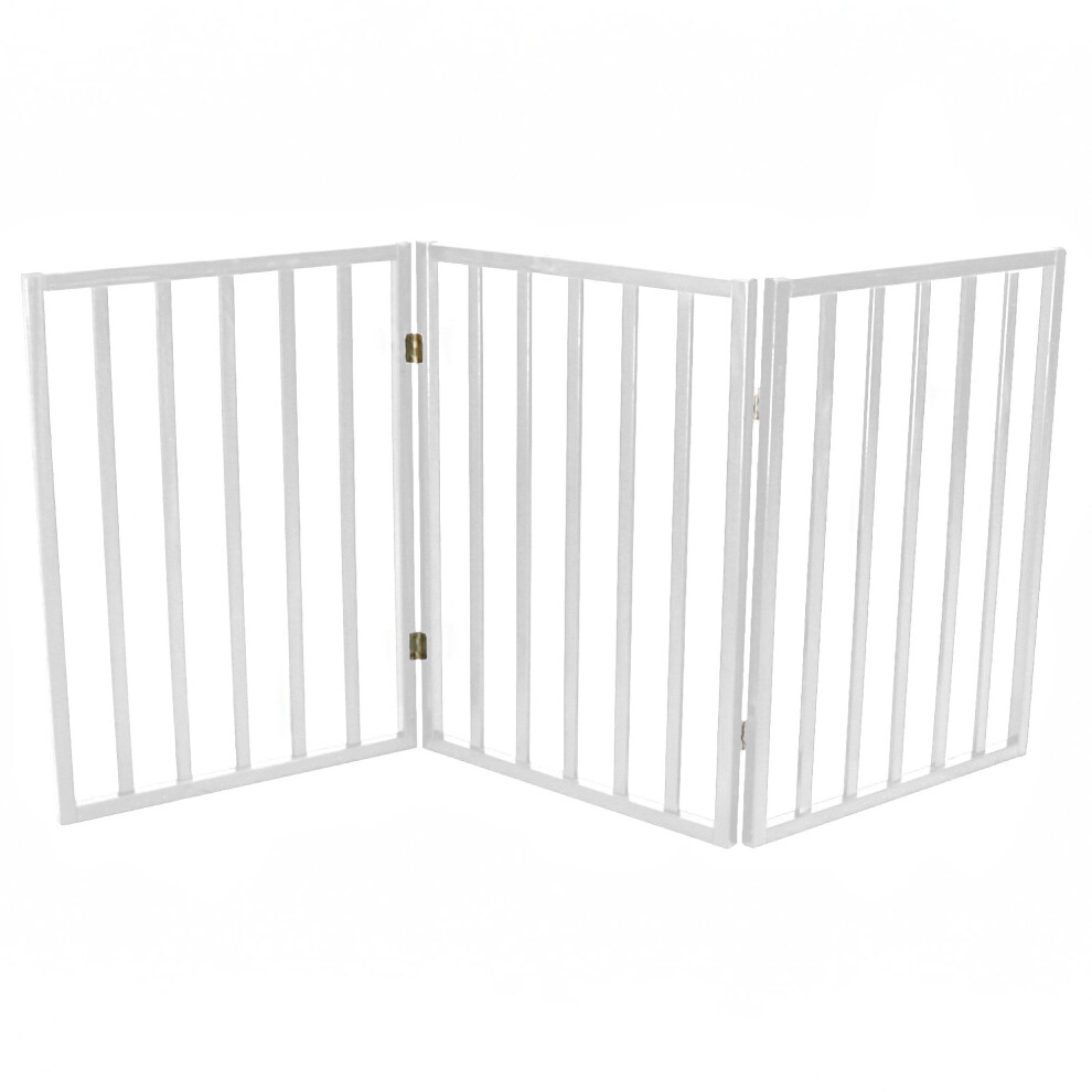 Oypla White Dog Safety Folding Wooden Pet Gate Portable Indoor Barrier
