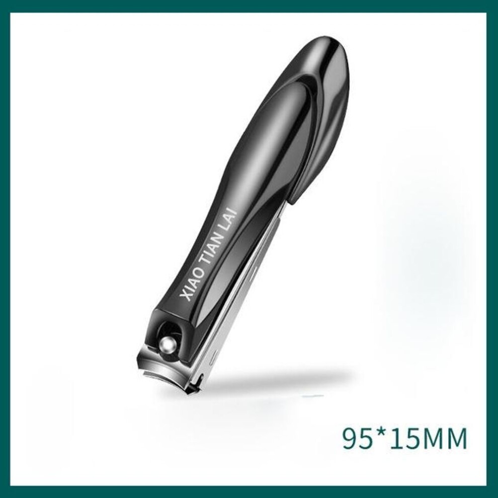(Black large) Nail Clippers Stainless Steel Sharpest Nail Cutter Duty Curved Edge for Adult Men Women Swing Out Nail Cleaner/File