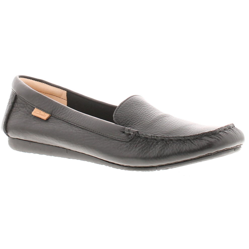 (Black, 4.5 (Adults')) Clarks Womens Flat Shoes Freckle Walk Leather Slip On black UK Size