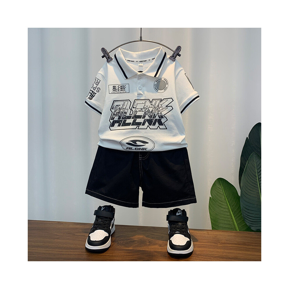 (White,130cm)Combinaison de vêtements d'été décontractés garçons avec polo confortable à manches courtes et short confortable parfait pour les
