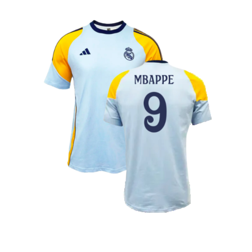Adidas (S) 2024-2025 Real Madrid Training Tee (Glow ) (Mbappe 9) Blue