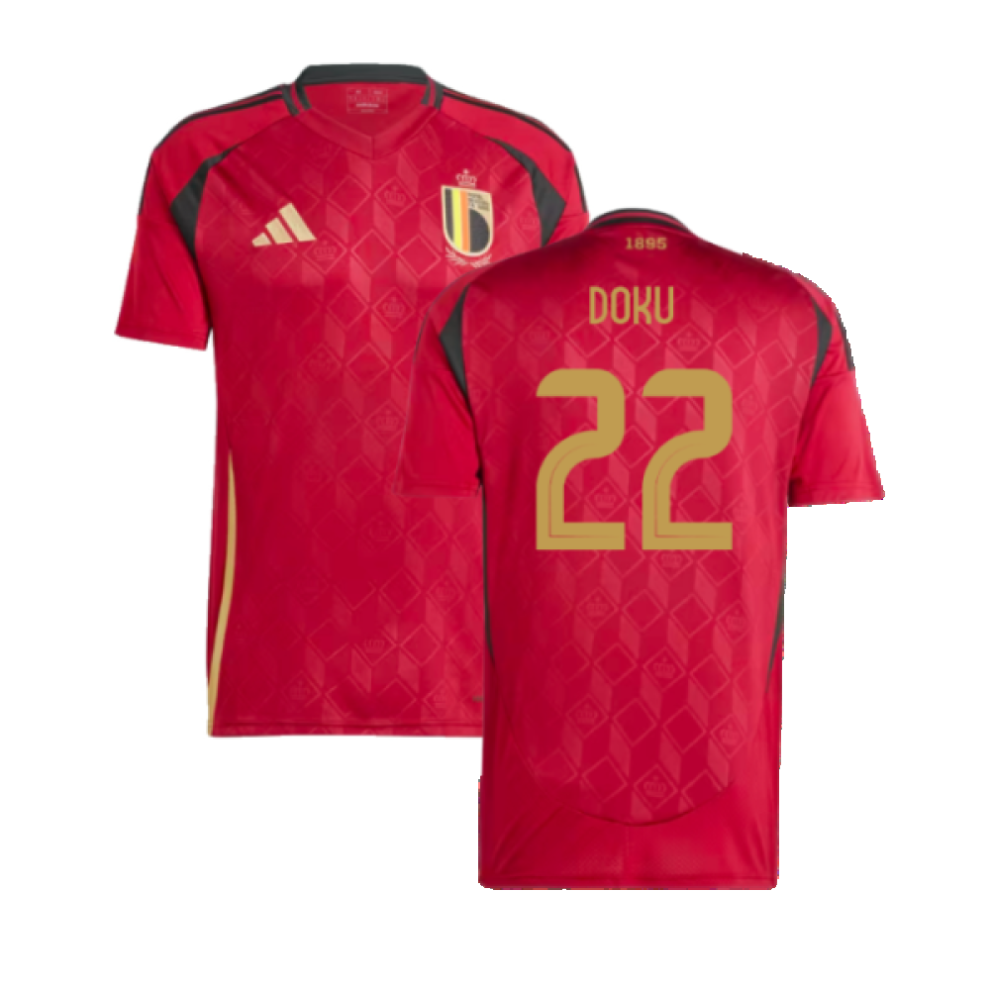 Adidas (L) 2024-2025 Belgium Home Shirt (Doku 22)