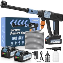 Cordless Pressure Washer, Portable Power Washer for Patio & Car, 6 in 1 Battery-Operated System with 5M Hose, Jet Wash Tool with Dual Batteries