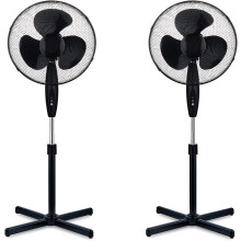 16-Inch Oscillating Pedestal Fans, Black, Adjustable Height Stand, Pack of 2
