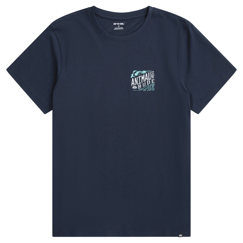 (S, Navy) Animal Mens Jacob Bude T-Shirt