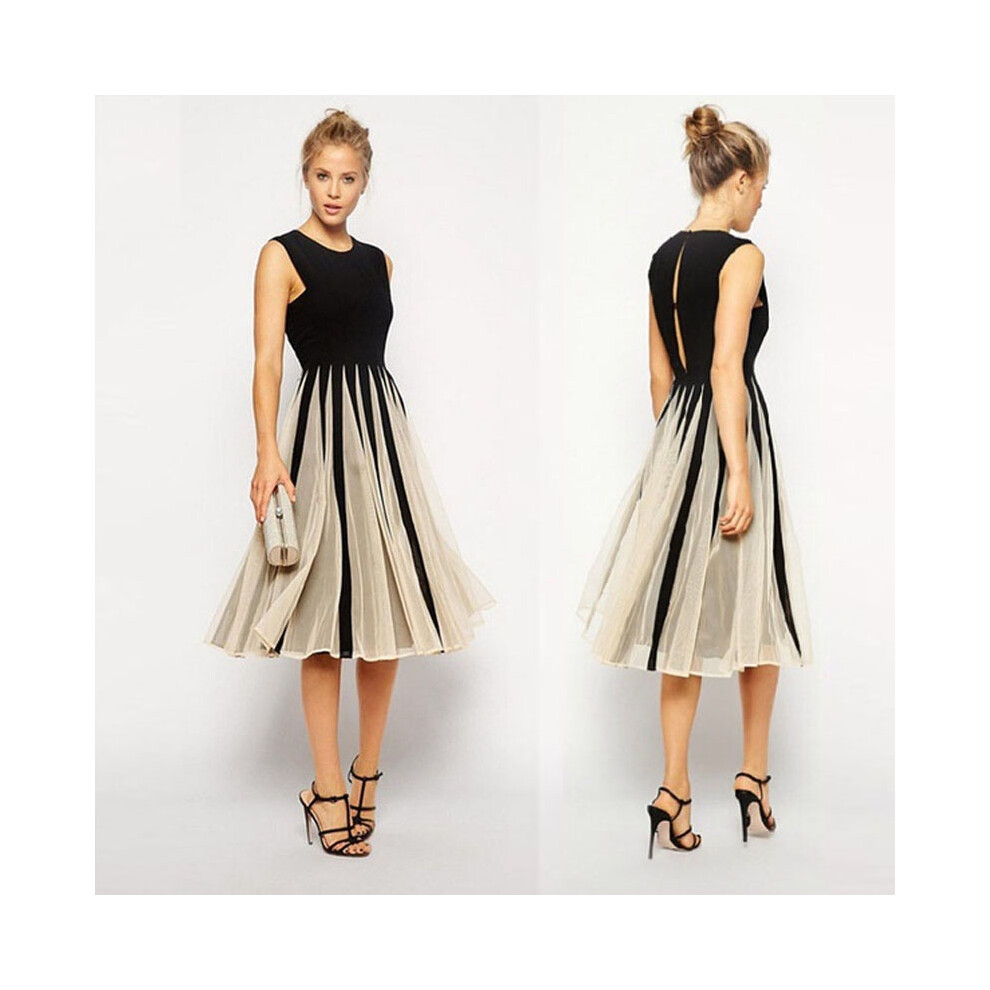 (L) Sexy Lace Women Pleated Sleeveless Patchwork Halter Cocktail Party Mini Dress-image-OPC-PGZG7M2-NEW