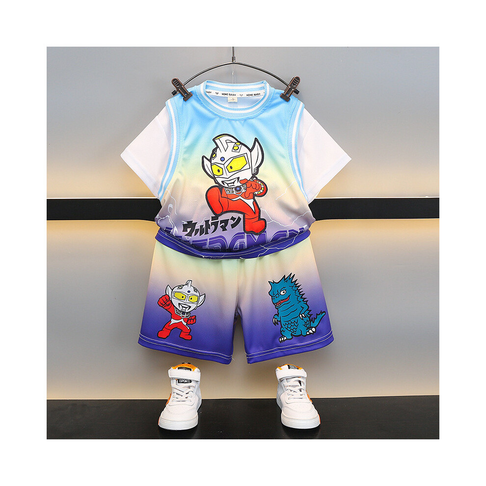 (Blue,90cm)Ensemble de sports d'été vibrant Ultraman garçons amusant manches courtes ensemble coton vêtements