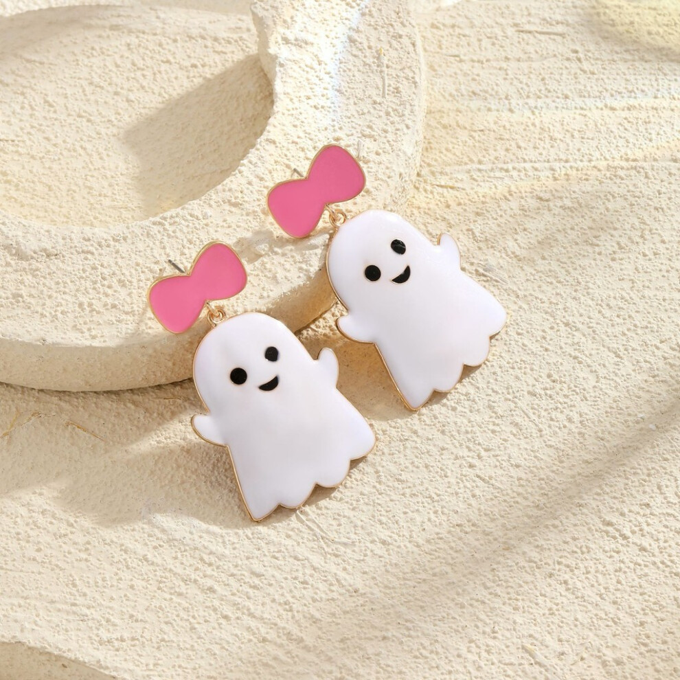 Boucles d'oreilles enchanteresses mignonnes fantômes nœud alliage élégant bijoux Halloween pour femmes jeunes