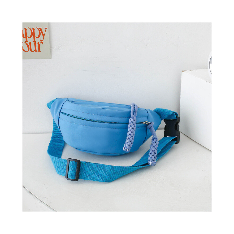 (Blue)Porte monnaie bandoulière couleur unie lumineuse et colorée pour enfants avec style amusant et mignon