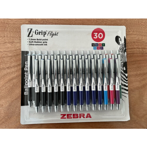 Zebra Z-Grip Flight 1.2 mm Bold Point 30 Pack Multicolour