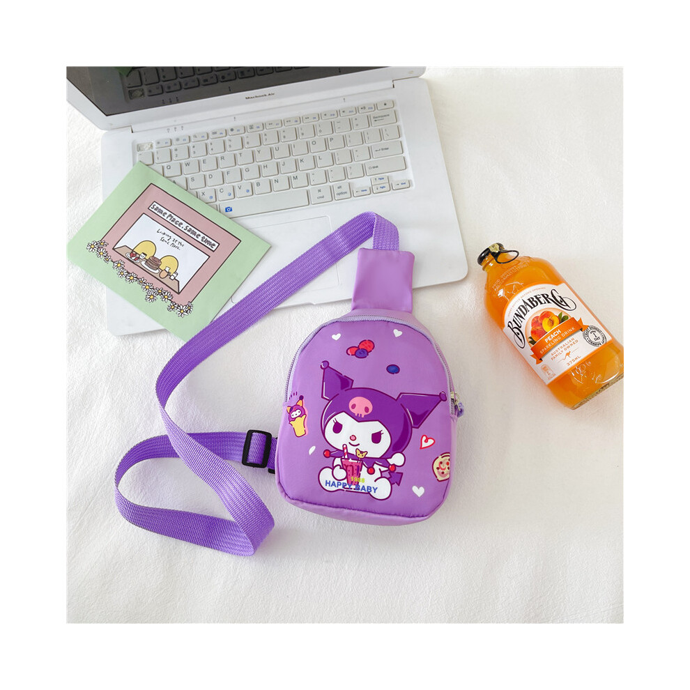 (Purple) Kuromi Kids Nylon Chest Bag With Breathable Waterproof Design Daily School For-image-OPC-PGZGDFR-NEW