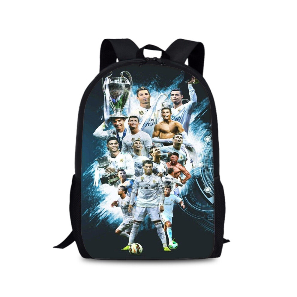 (Style 6) Cristiano 15in Ronaldo Oxford Backpack Large Capacity School Travel Sports Bag