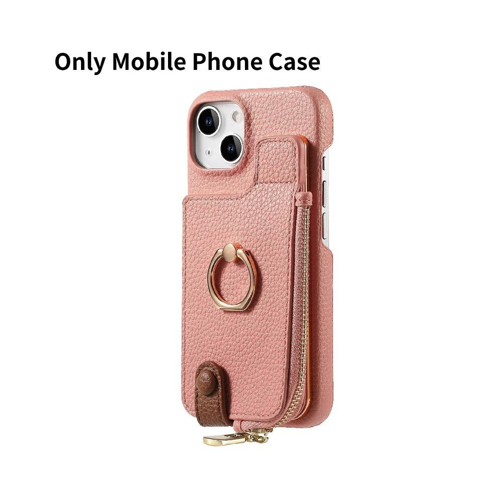 (Pink 16 Plus)Pour 16 Plus Pro Max Flip Zipper Carte Portefeuille Téléphone Portable Étui Anneau avec