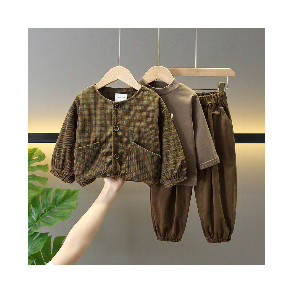 (Brown,120cm)Ensemble veste et pantalon garçon velours côtelé coton doux pour automne printemps tenue mode