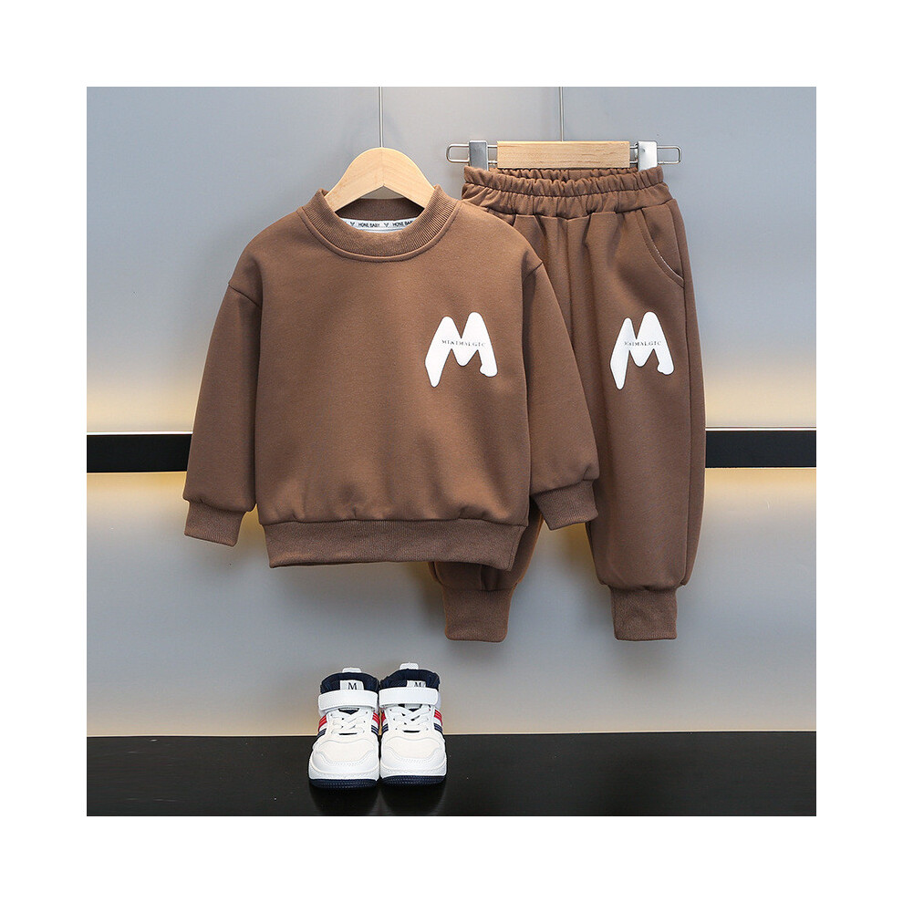 (Khaki,110cm)Ensemble de tenues confortables à manches longues en coton élégant vêtements de sport pour garçons âgés de 3 8 à