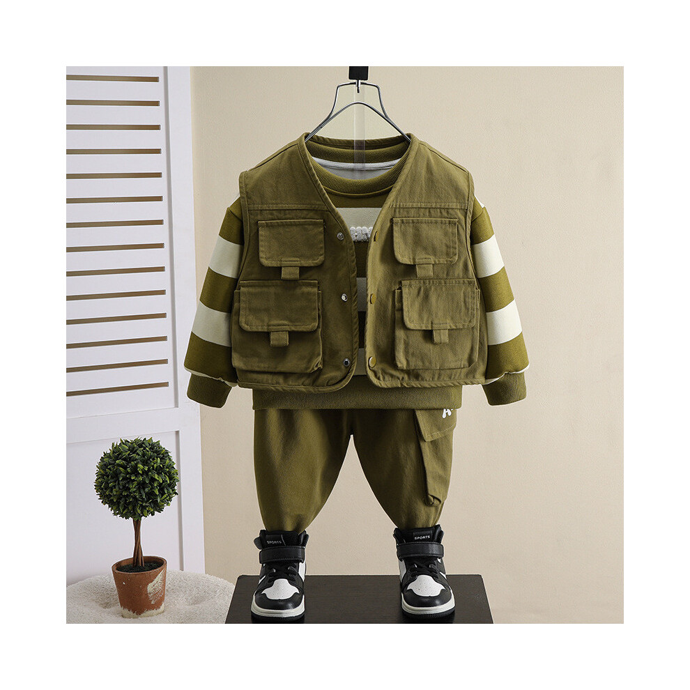 (Green,140cm)Ensemble armoire automne garçon à la mode tissu doux style coréen vêtements pour garçons