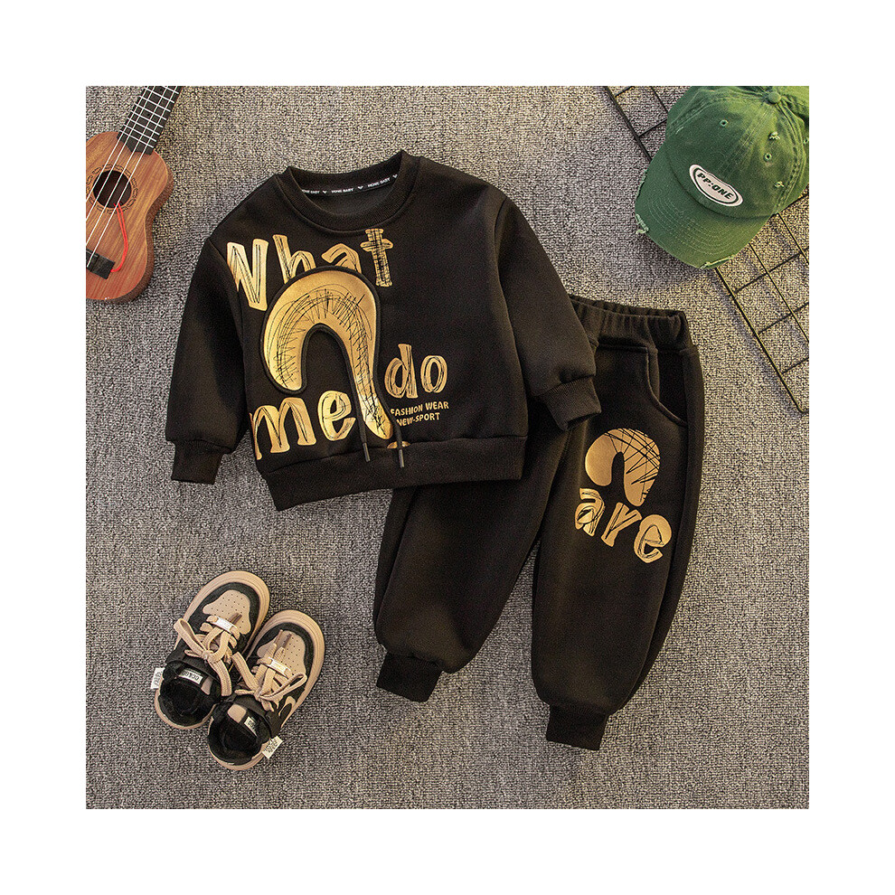 (StyleE)Ensemble sweat à capuche noir tendance garçon collection automne cool tenue décontractée enfants pour