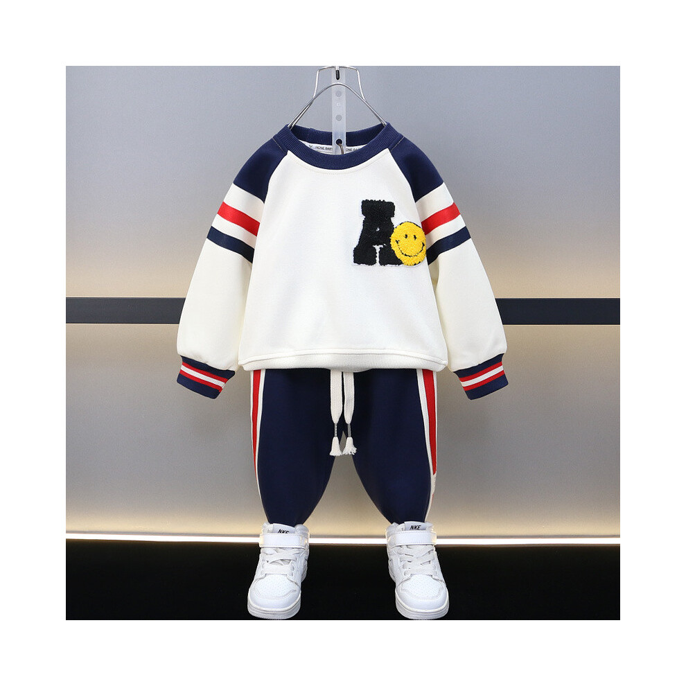 (StyleA)Ensemble sweat à capuche et pantalon décontracté confortable en coton bleu marine tendance pour garçon