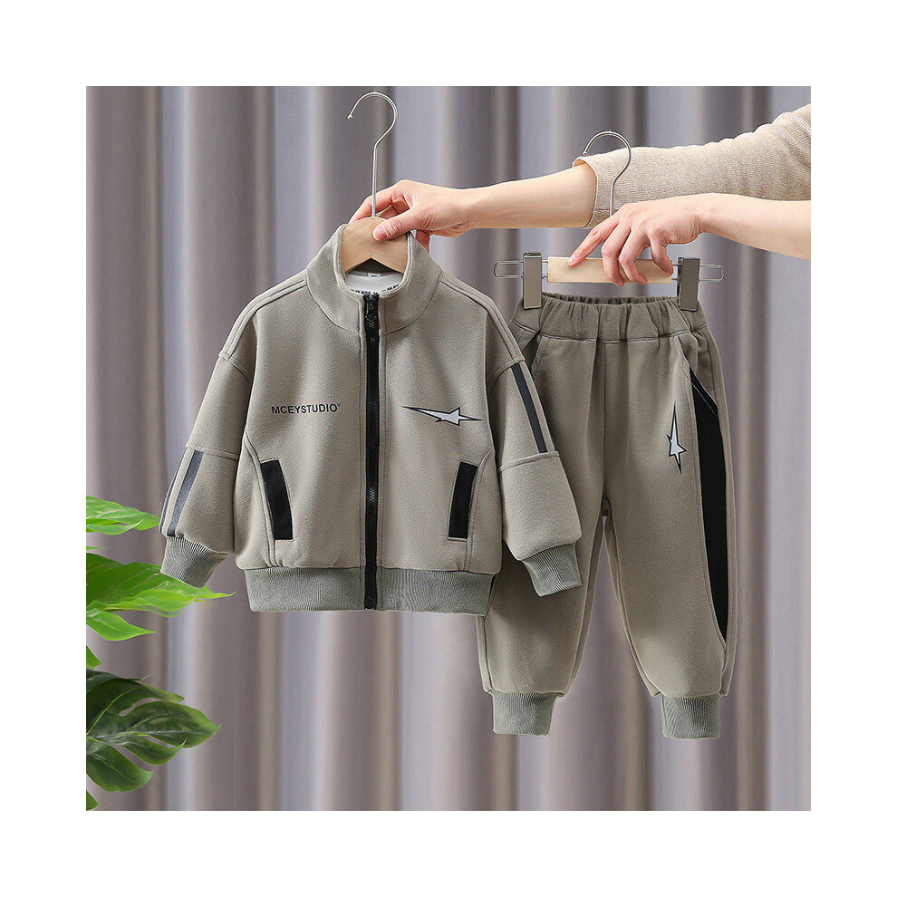 (Army Green,120cm)Ensemble de tenues de printemps élégantes garçons premium deux pièces vêtements de sport pour enfants âgés de 3 8 à