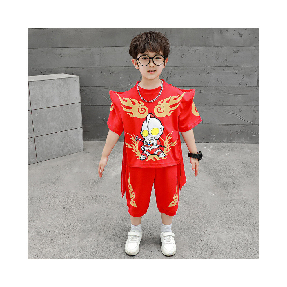 (Red,140cm)Ensemble deux pièces vêtements de sport été ultraman ludique garçon manches courtes coton confortable