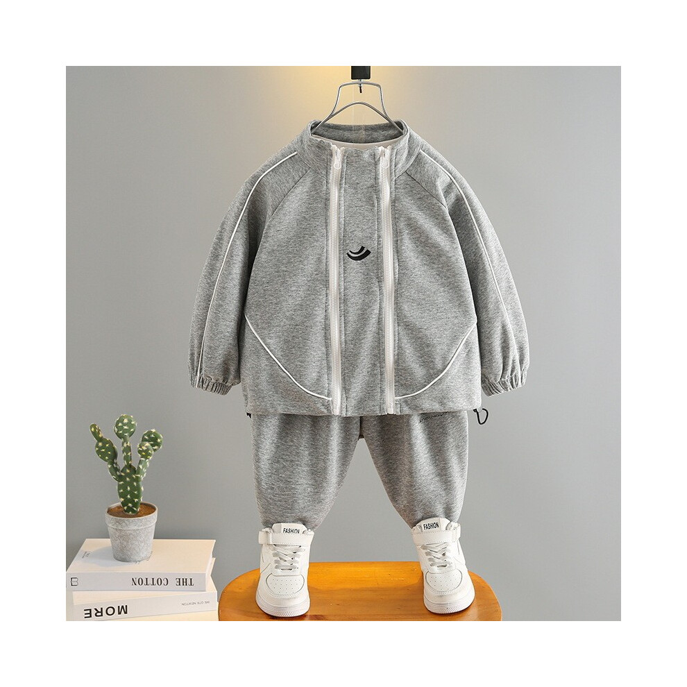 (Gray,140cm)Survêtement manches longues garçon de qualité supérieure élégant coton vêtements de sport pour 3 à 8 ans