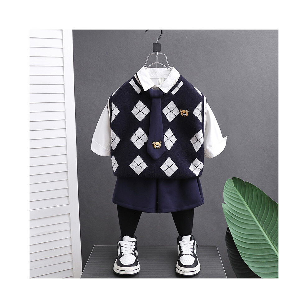 (StyleB)Ensemble vêtements automne tendance pour garçon dont pull en maille douce et pantalon long confortable