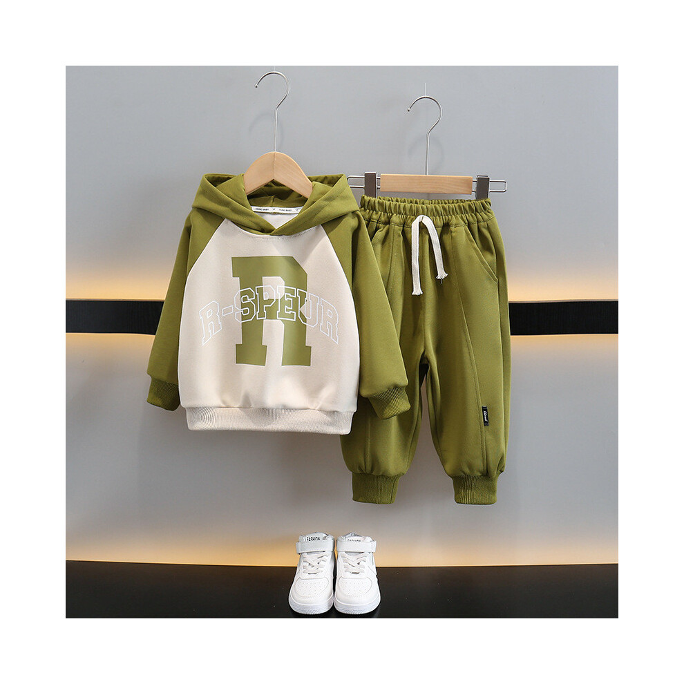 (Green,150cm)Ensemble élégant vêtements automne enfant pour garçon chic coton manches longues pantalon à capuche