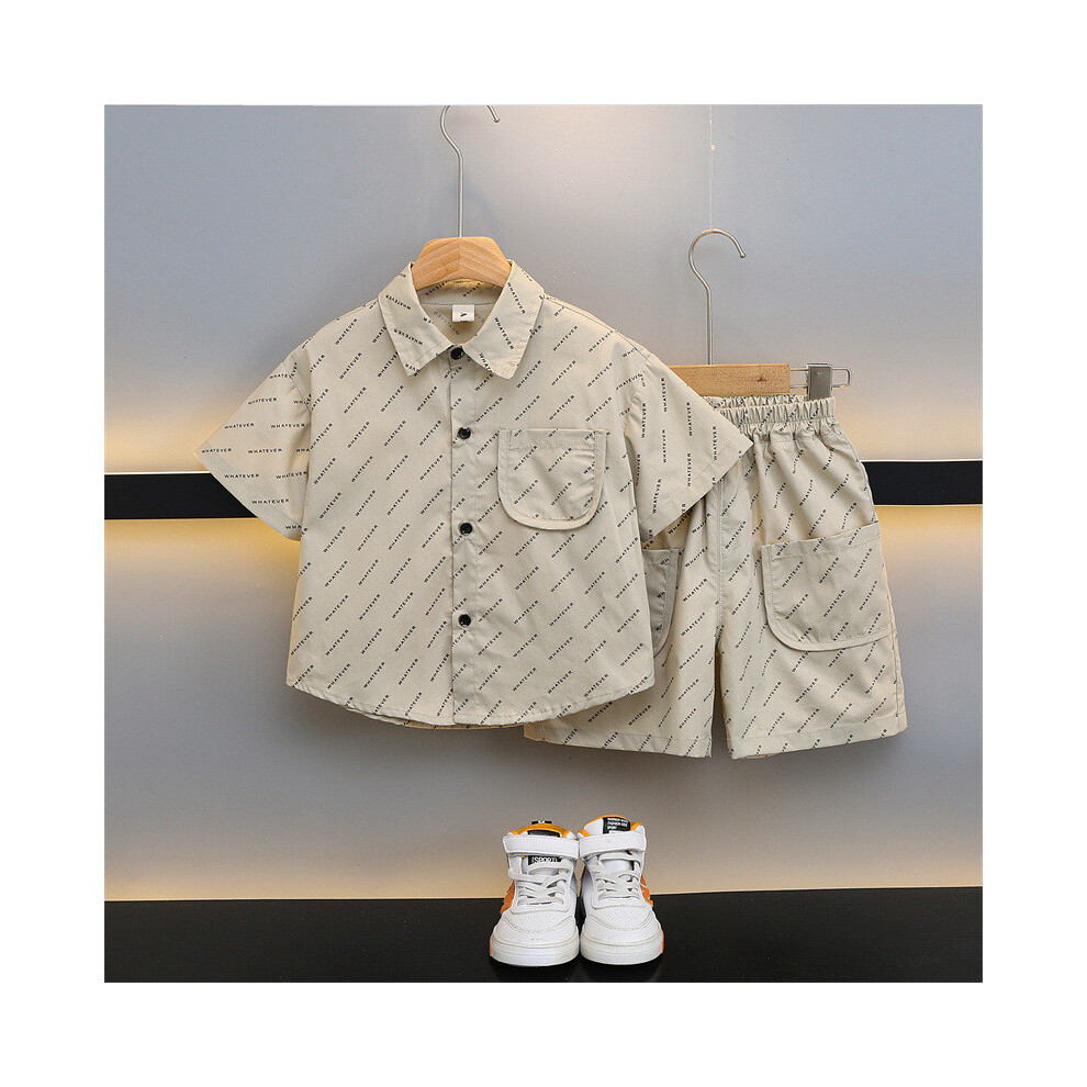 (Beige,100cm)Chemise et short tendance petit garçon manches courtes tenue légère été vêtement