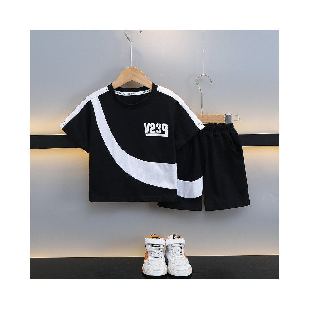 (Black,150cm)Combinaison de sport d'été légère coton garçon chic deux pièces tenue pour garçon petit