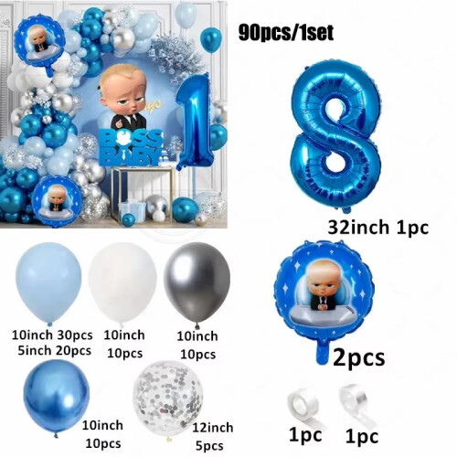 (20240511YB-8, other) 90pcs Boss Baby Theme Balloon Garland Arch Kit ...