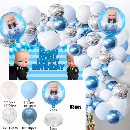 (20240511YB-5, other) 90pcs Boss Baby Theme Balloon Garland Arch Kit ...