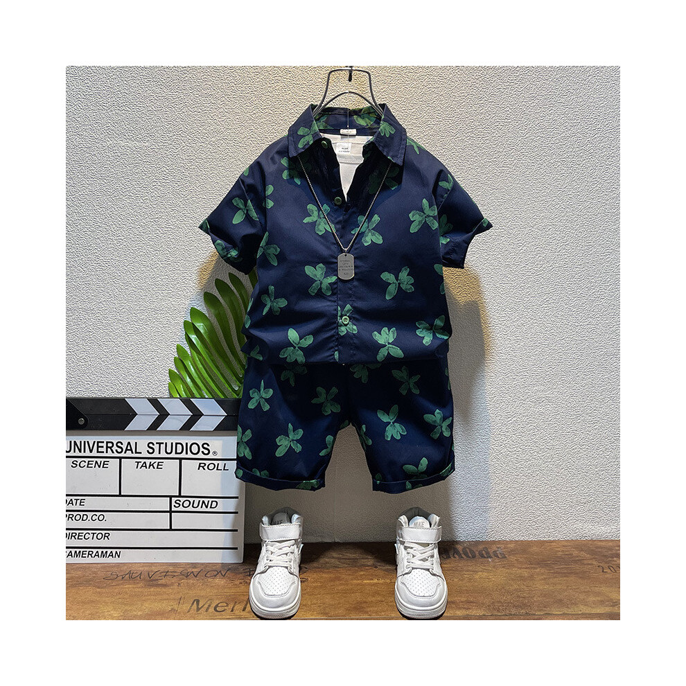 (StyleB)Ensemble de vêtements d'été contemporains garçons avec chemise élégante à manches courtes et short mi-long en coton confortable Yo pour