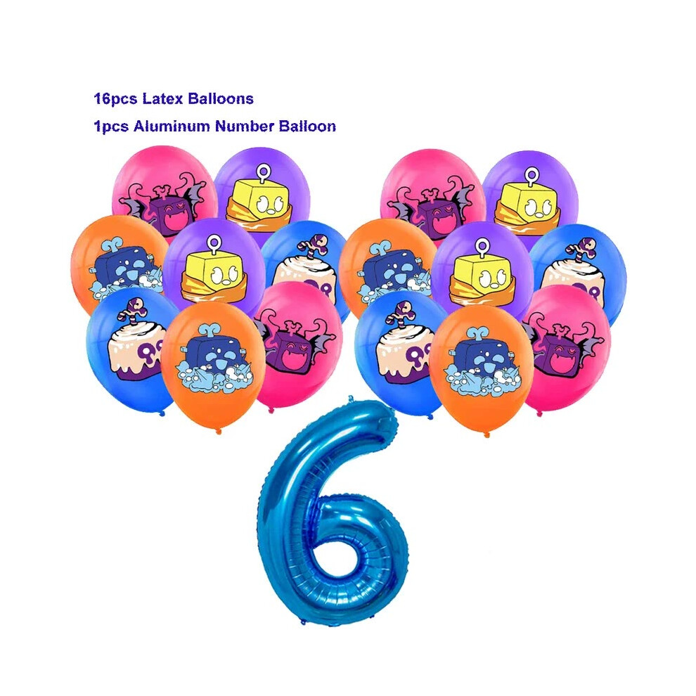 (17pcs-6, Other) Fruits Game Birthday Decoration Latex Balloons Party Supplies Box Bloxed Fruit Cake Toppers Banner Disposable Tableware Plates-image-OPC-PGZHX2W-NEW